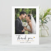 エレガント金ゴールドハートス結婚クリプトの写真 サンキューカード (スタンド正面)