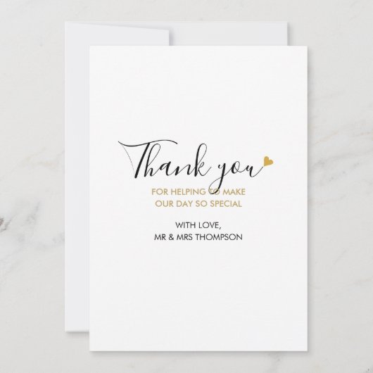 エレガント金ゴールドハートス結婚クリプトの写真 サンキューカード (裏面)