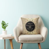 エレガント金ゴールドハートス結婚ワーズ50周年 クッション (椅子)