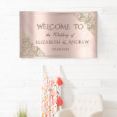 エレガント金ゴールドハートバラ金ゴールド 横断幕 (インサイチュ)