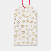 エレガント金ゴールドハートパターン（白） ギフトタグ (正面)