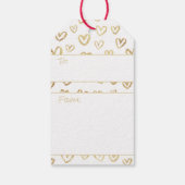 エレガント金ゴールドハートパターン（白） ギフトタグ (裏面)