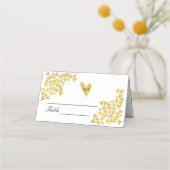 エレガント金ゴールドハートパターン|結婚の座席表 プレイスカード (正面)
