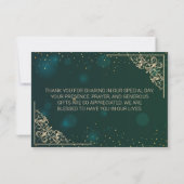 エレガント金ゴールドハートフレームグリーンサンキューカード サンキューカード (裏面)