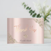 エレガント金ゴールドハートフレームバラ金ゴールド サンキューカード (スタンド正面)