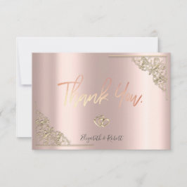 エレガント金ゴールドハートフレームバラ金ゴールド サンキューカード