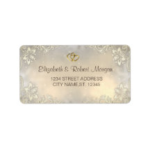 エレガント金ゴールドハートレース結婚ズ