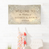 エレガント金ゴールドハートレース結婚ズ 横断幕 (インサイチュ)