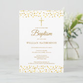 エレガント金ゴールドハート洗礼《キリスト教》洗礼式や命名式  招待状 (スタンド正面)