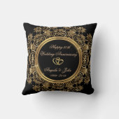 エレガント金ゴールドハート50結婚周年記念 クッション (裏面)