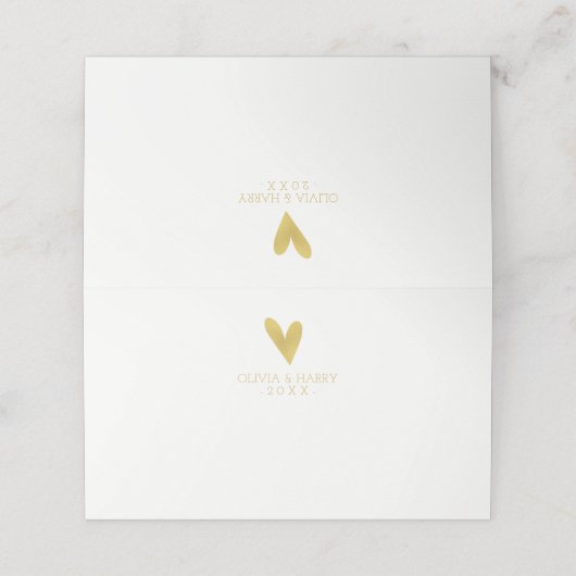 エレガント金ゴールドハート | の折り結婚曲げ座席表 プレイスカード (外部開封)