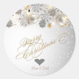 エレガント金ゴールドハート、クリスマスオーナメント ラウンドシール