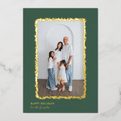 エレガント金ゴールドバブルのフレームのクリスマスフォト 箔シーズンカード (正面)