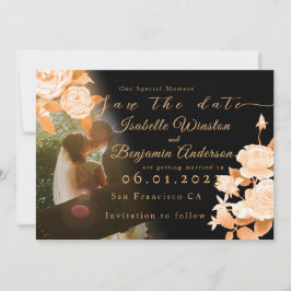 エレガント金ゴールドバラブ結婚ラック セーブザデート