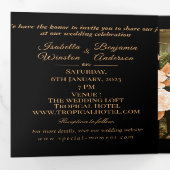 エレガント金ゴールドバラブ結婚ラック 三つ折り招待状 (内部最初)