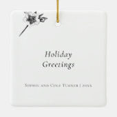 エレガント金ゴールドバラ初めてのクリスマス結婚した写真 セラミックオーナメント (裏面)