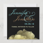 エレガント金ゴールドバラ結婚の日付招待状 セーブザデート (裏面)