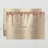 エレガント金ゴールドバラ金ゴールドグリッタードリップ誕生日 サンキューカード (正面/裏面)