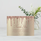 エレガント金ゴールドバラ金ゴールドグリッタードリップ誕生日 サンキューカード (スタンド正面)