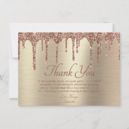 エレガント金ゴールドバラ金ゴールドグリッタードリップ誕生日 サンキューカード