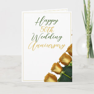 エレガント金ゴールドバラ50結婚周年記念 カード