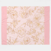 エレガント金ゴールドバラ フリースブランケット (正面(横))