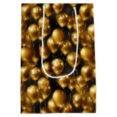 エレガント金ゴールドバルーンのタイル模様 ミディアムペーパーバッグ (裏面)