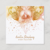 エレガント金ゴールドバルーン星イベントプランナー スクエア名刺 (正面)