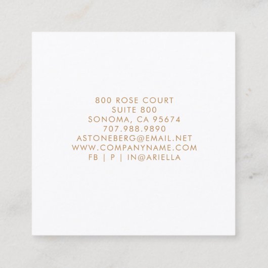 エレガント金ゴールドバルーン星イベントプランナー スクエア名刺 (裏面)