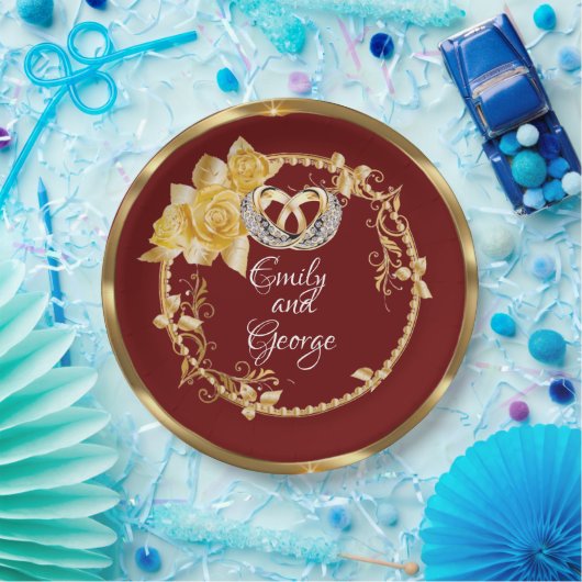 エレガント金ゴールドバ結婚ルガンパーソナライズされたディ ペーパープレート (パーティー)