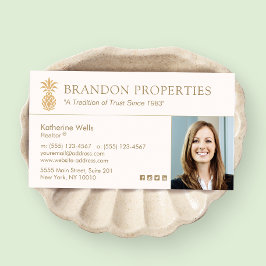 エレガント金ゴールドパイナップル実在エステートエージェントPhoto Bu 名刺