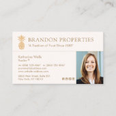 エレガント金ゴールドパイナップル実在エステートエージェントPhoto Bu 名刺 (正面)