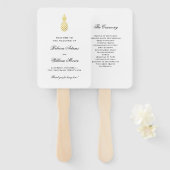 エレガント金ゴールドパイナップル結婚ズ ハンドファン (正面&裏面)