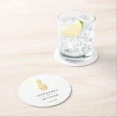 エレガント金ゴールドパイナップル結婚ズ ラウンドペーパーコースター (インサイチュ)