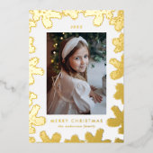 エレガント金ゴールドパインフレーム写真 箔シーズンカード (正面)
