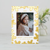 エレガント金ゴールドパインフレーム写真 箔シーズンカード (立ち正面)