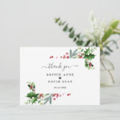 エレガント金ゴールドパインベリークリスマス結婚ズ サンキューカード (スタンド正面)