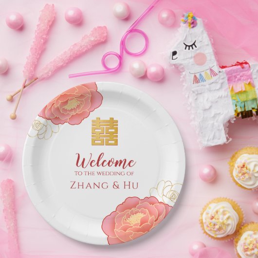 エレガント金ゴールドパイ中国のニー結婚ズ ペーパープレート (パーティー)