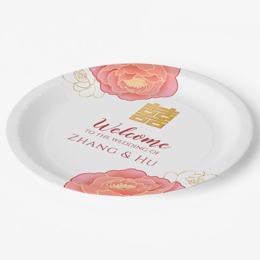 エレガント金ゴールドパイ中国のニー結婚ズ ペーパープレート (アングル)