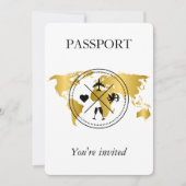 エレガント金ゴールドパスポート宛先ウェディングフォト 招待状 (正面)