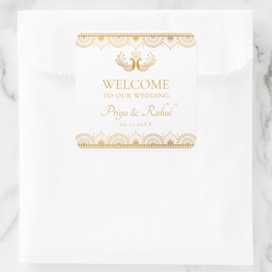 エレガント金ゴールドパターンインディアン結婚の歓迎バッグ スクエアシール (バッグ)