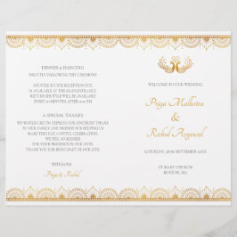 エレガント金ゴールドパターンインディアン結婚式 プログラム