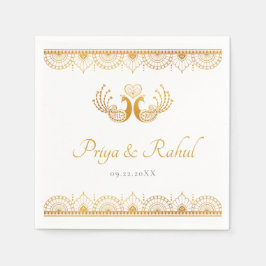 エレガント金ゴールドパターンインディアン結婚 スタンダードカクテルナプキン