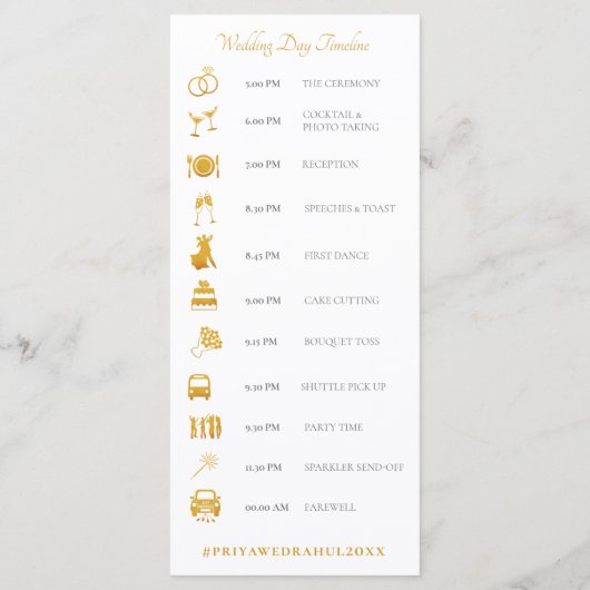 エレガント金ゴールドパターンインディアン結婚 プログラム (裏面)