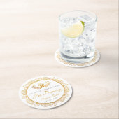 エレガント金ゴールドパターンインディアン結婚 ラウンドペーパーコースター (インサイチュ)