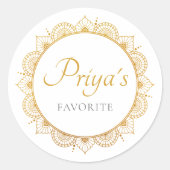 エレガント金ゴールドパター結婚ンインディアンスナックラベル ラウンドシール (正面)