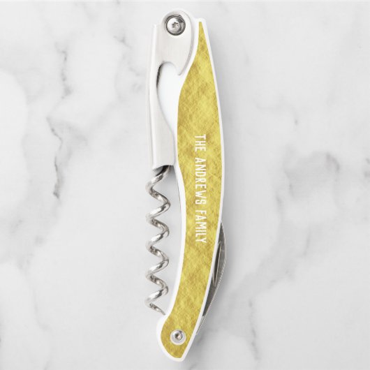 エレガント金ゴールドパーソナライズされたコルクスクリュー ソムリエナイフ (正面)
