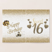 エレガント金ゴールドパーソナライズされたスウィート16番目誕生日フォイル 箔カード (内部)