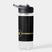 エレガント金ゴールドパーソナライズされたモノグラムオンブラック ウォーターボトル (右面)