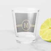 エレガント金ゴールドパーソナライズされたモノグラムオンブラック ショットグラス (裏面)